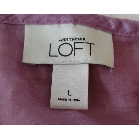 Ann Taylor Loft Lightweight Baby Doll Top Size L Orchid Purple Flowy Flutter - Picture 5 of 6